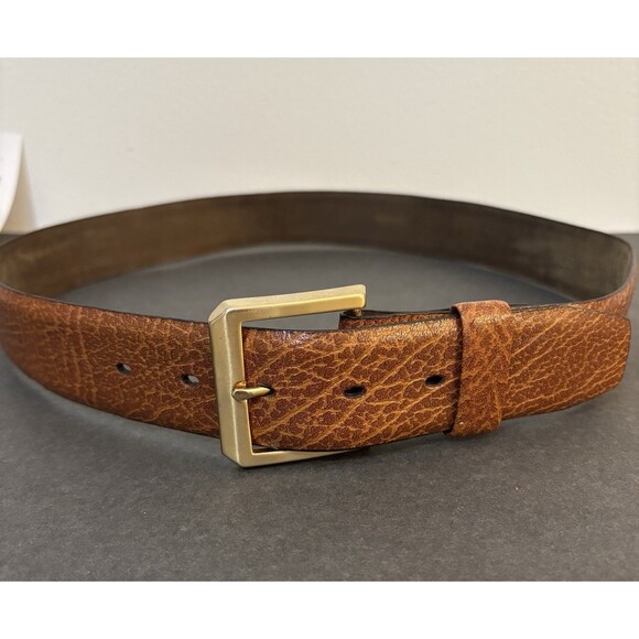 Men's Hickok Belt Makers Brown Leather Made On Cowhide Cashmere Suede Size 34 - Picture 1 of 9